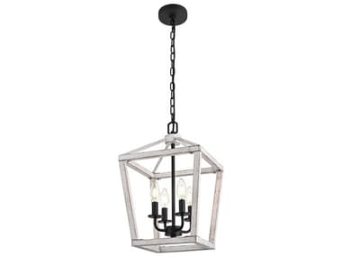 Elegant Lighting Gage 4-Light Weathered White Black Lantern Mini Pendant EGLD511H20WG