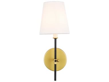 Elegant Lighting Mel 15" Tall 1-Light Brass Black LED Wall Sconce EGLD6004W6BRBK
