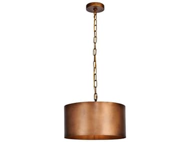 Elegant Lighting Miro 1-Light Manual Brass Drum Pendant EGLD6015D15BR