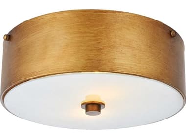 Elegant Lighting Hazen 12" 2-Light Vintage Gold Glass Round Flush Mount EGLD6022