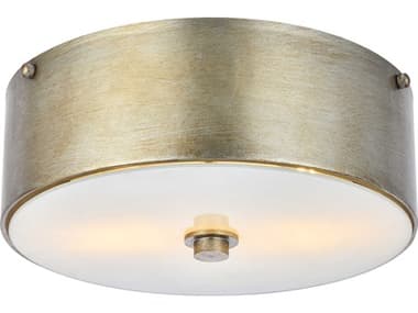 Elegant Lighting Hazen 12" 2-Light Vintage Silver Glass Round Flush Mount EGLD6023
