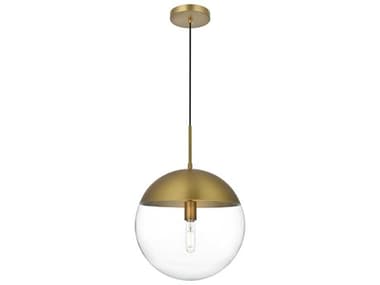 Elegant Lighting Eclipse 1-Light Satin Gold Globe Pendant EGLD6045SG