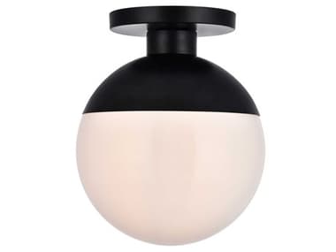 Elegant Lighting Eclipse 12" 1-Light Black Glass Globe Semi Flush Mount EGLD6056BK
