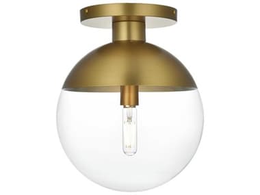 Elegant Lighting Eclipse 1-Light Satin Gold Globe Semi Flush Mount EGLD6057SG