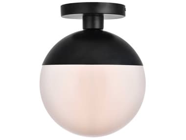 Elegant Lighting Eclipse 10" 1-Light Black Glass Globe Semi Flush Mount EGLD6062BK