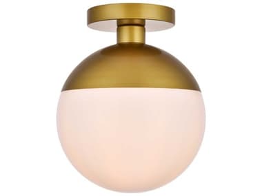 Elegant Lighting Eclipse 10" 1-Light Brass Glass Globe Flush Mount EGLD6066BR