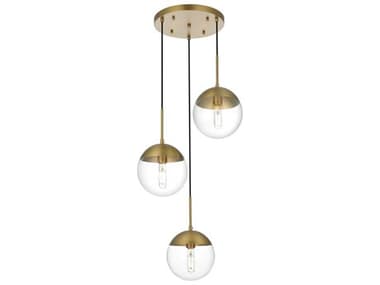 Elegant Lighting Eclipse 3-Light Satin Gold Globe Pendant EGLD6069SG