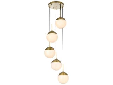 Elegant Lighting Eclipse 5-Light Satin Gold Globe Pendant EGLD6074SG