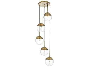 Elegant Lighting Eclipse 5-Light Satin Gold Globe Pendant EGLD6075SG