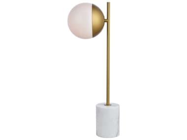 Elegant Lighting Eclipse Brass Frosted White Glass Table Lamp EGLD6108BR