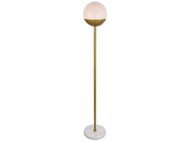 Elegant Lighting Eclipse 62" Tall Brass Floor Lamp with Frosted White Glass Shade EGLD6150BR