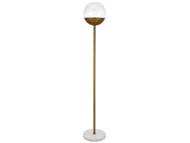 Elegant Lighting Eclipse 62" Tall Brass Floor Lamp with Clear Glass Shade EGLD6151BR