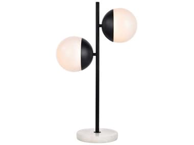 Elegant Lighting Eclipse Black Table Lamp with Frosted White Glass Shade EGLD6152BK