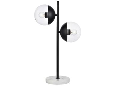 Elegant Lighting Eclipse Black Table Lamp with Clear Glass Shade EGLD6153BK