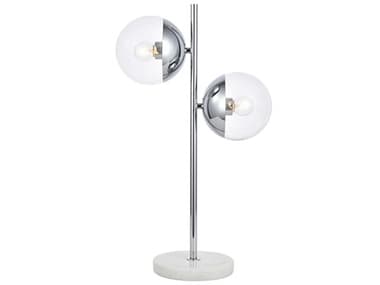 Elegant Lighting Eclipse Chrome Table Lamp with Clear Glass Shade EGLD6155C