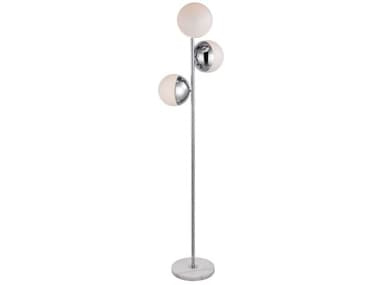 Elegant Lighting Eclipse 65" Tall Chrome Floor Lamp with Frosted White Glass Shade EGLD6160C