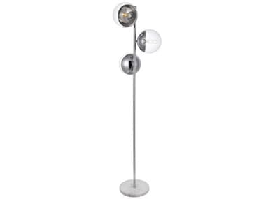 Elegant Lighting Eclipse 65" Tall Chrome Floor Lamp with Clear Glass Shade EGLD6161C