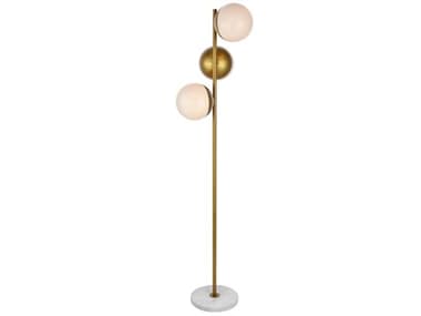 Elegant Lighting Eclipse 65" Tall Brass Floor Lamp with Frosted White Glass Shade EGLD6162BR