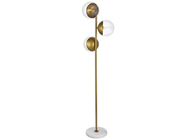 Elegant Lighting Eclipse 65" Tall Brass Floor Lamp with Clear Glass Shade EGLD6163BR