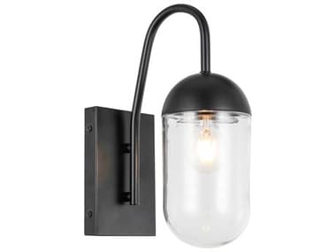 Elegant Lighting Kace 13" Tall 1-Light Black Glass LED Wall Sconce EGLD6168BK