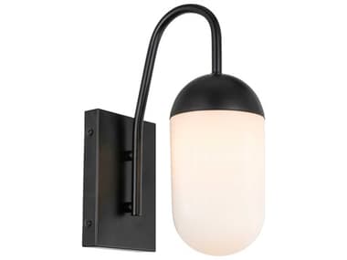 Elegant Lighting Kace 13" Tall 1-Light Black Glass LED Wall Sconce EGLD6169BK