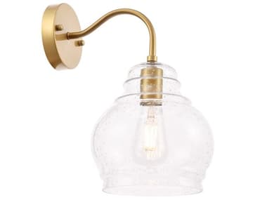 Elegant Lighting Pierce 13" Tall 1-Light Brass Glass LED Wall Sconce EGLD6194BR