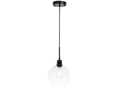 Elegant Lighting Emett 8" 1-Light Black Glass LED Globe Mini Pendant EGLD6204BK