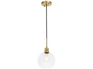 Elegant Lighting Emett 8" 1-Light Brass Glass LED Globe Mini Pendant EGLD6206BR