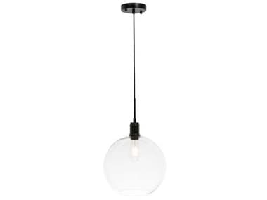 Elegant Lighting Emett 12" 1-Light Black Glass Globe Mini Pendant EGLD6207BK