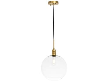 Elegant Lighting Emett 12" 1-Light Brass Glass Globe Mini Pendant EGLD6209BR