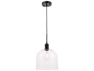 Elegant Lighting Gabe 10" 1-Light Black Glass Dome Mini Pendant EGLD6213BK