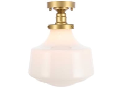 Elegant Lighting Lyle 11" 1-Light Brass Glass LED Semi Flush Mount EGLD6245BR