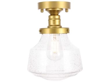 Elegant Lighting Lyle 8" 1-Light Brass Glass LED Semi Flush Mount EGLD6248BR