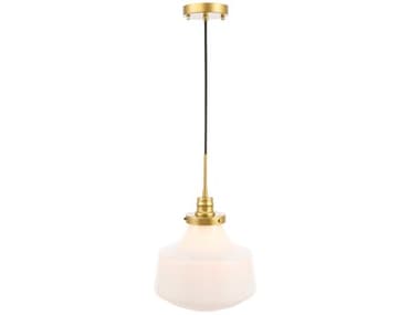 Elegant Lighting Lyle 11" 1-Light Brass Glass Mini Pendant EGLD6263BR