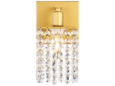 Elegant Lighting Phineas 8" Tall 1-Light Brass Crystal Wall Sconce EGLD7006BR