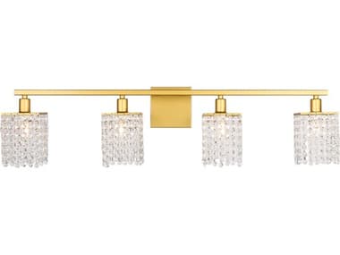 Elegant Lighting Phineas 36" Wide 4-Light Brass Crystal Vanity Light EGLD7012BR