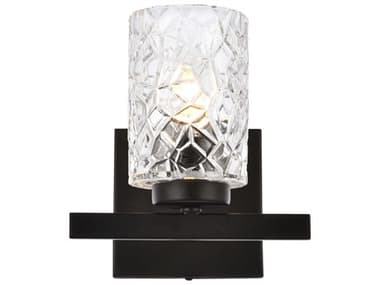 Elegant Lighting Cassie 7" Tall 1-Light Black And Clear Shade Glass Wall Sconce EGLD7025W7BK