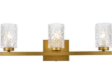 Elegant Lighting Cassie 24" Wide 3-Light Brass And Clear Shade Glass Vanity Light EGLD7027W24BR