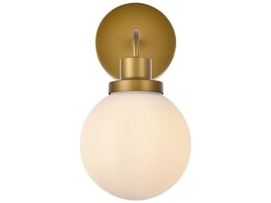 Elegant Lighting Hanson 11" Tall 1-Light Brass And Frosted Shade Glass Wall Sconce EGLD7030W8BR