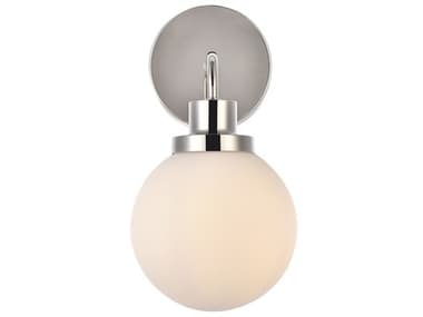 Elegant Lighting Hanson 11" Tall 1-Light Polished Nickel And Frosted Shade Glass Wall Sconce EGLD7030W8PN