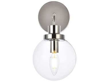 Elegant Lighting Hanson 11" Tall 1-Light Polished Nickel And Clear Shade Glass Wall Sconce EGLD7031W8PN