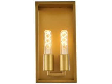 Elegant Lighting Voir 12" Tall 2-Light Brass Wall Sconce EGLD7055W6BR