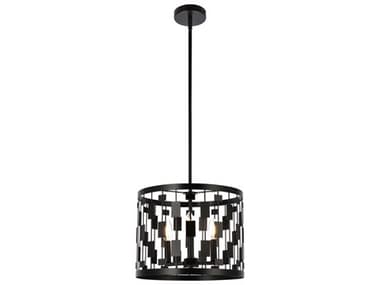 Elegant Lighting Levante 14" 3-Light Black Drum Pendant EGLD7074D14BK