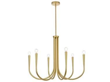 Elegant Lighting Layne 30" Wide 6-Light Brass Chandelier EGLD722D30BR