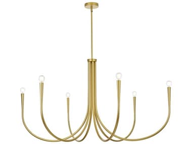 Elegant Lighting Layne 50" Wide 6-Light Brass Chandelier EGLD722D50BR