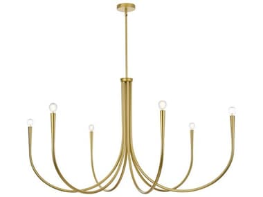 Elegant Lighting Layne 55" Wide 6-Light Brass Chandelier EGLD722D55BR