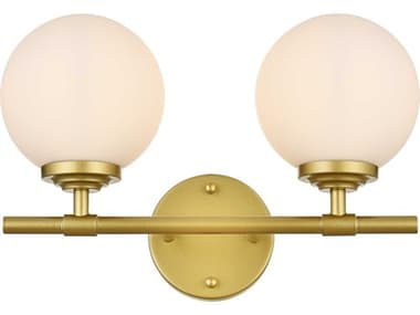 Elegant Lighting Ansley 15" Wide 2-Light Brass Glass Vanity Light EGLD7301W15BRA