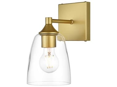 Elegant Lighting Gianni 10" Tall 1-Light Brass Glass Wall Sconce EGLD7307W5BRA