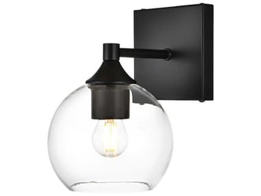 Elegant Lighting Foster 9" Tall 1-Light Black Glass Wall Sconce EGLD7308W6BLK