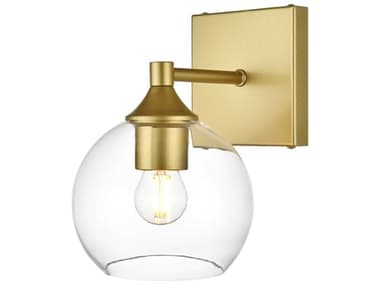 Elegant Lighting Foster 9" Tall 1-Light Brass Glass Wall Sconce EGLD7308W6BRA